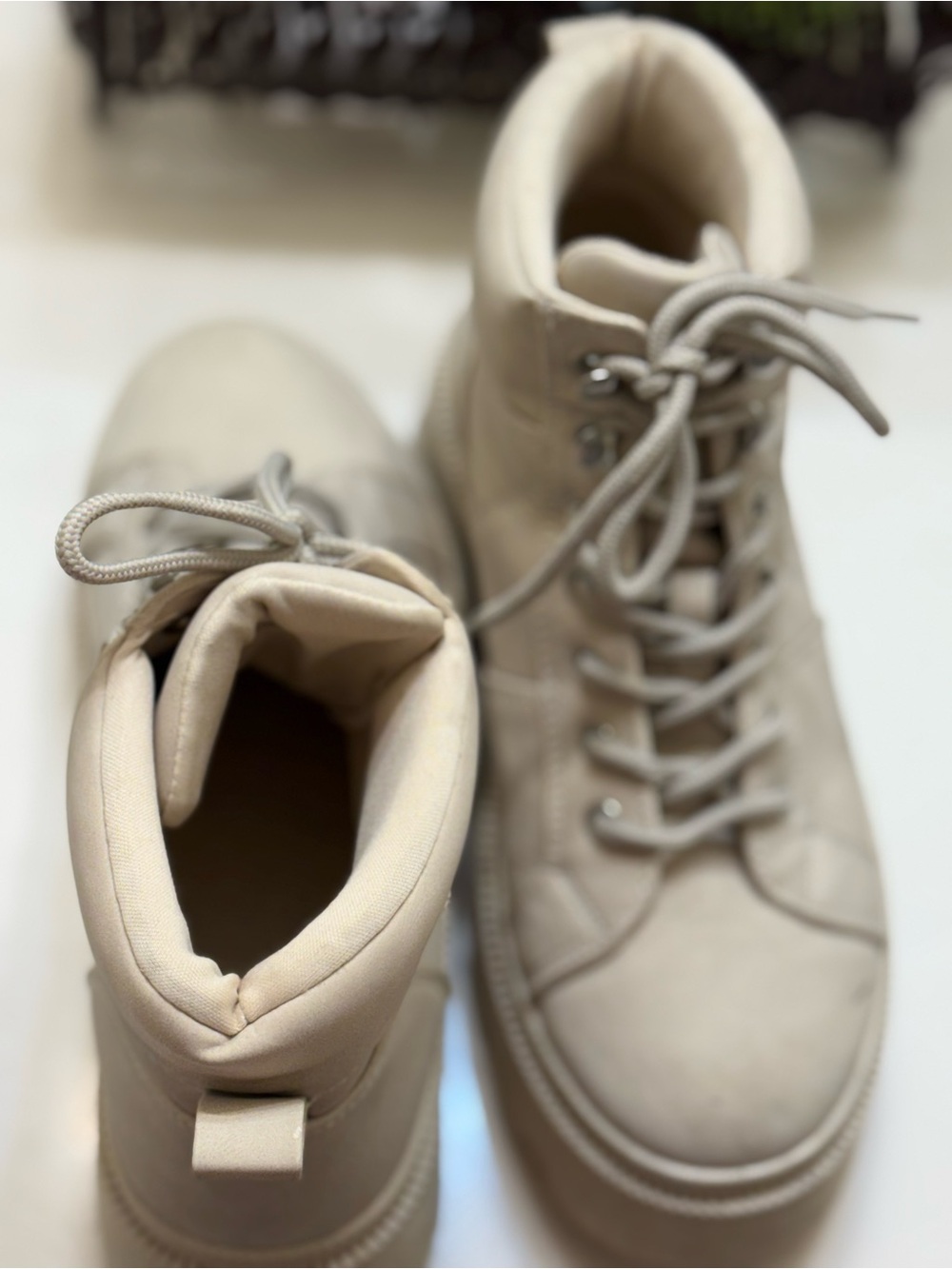 Forever 21 Beige Lace-Up Platform Heeled Boots - Picture 4 of 4